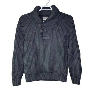 Duluth Trading Co Brigadier Sweater Mens Medium Shawl Collar‎ Gray Wool Blend